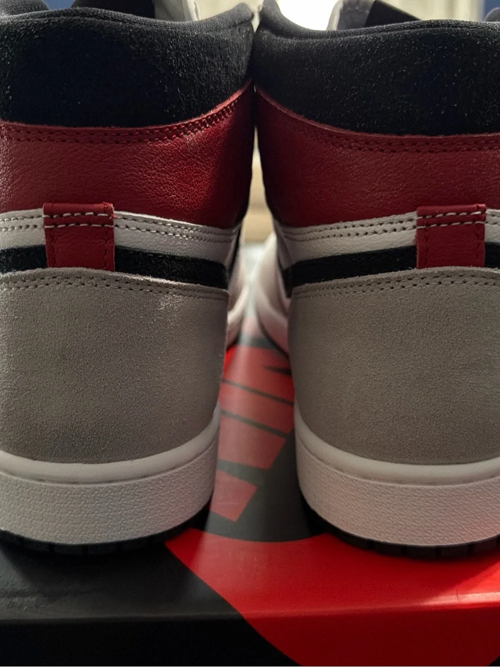 Jordan Men’s High-Top Sneakers — White, Gray & Red